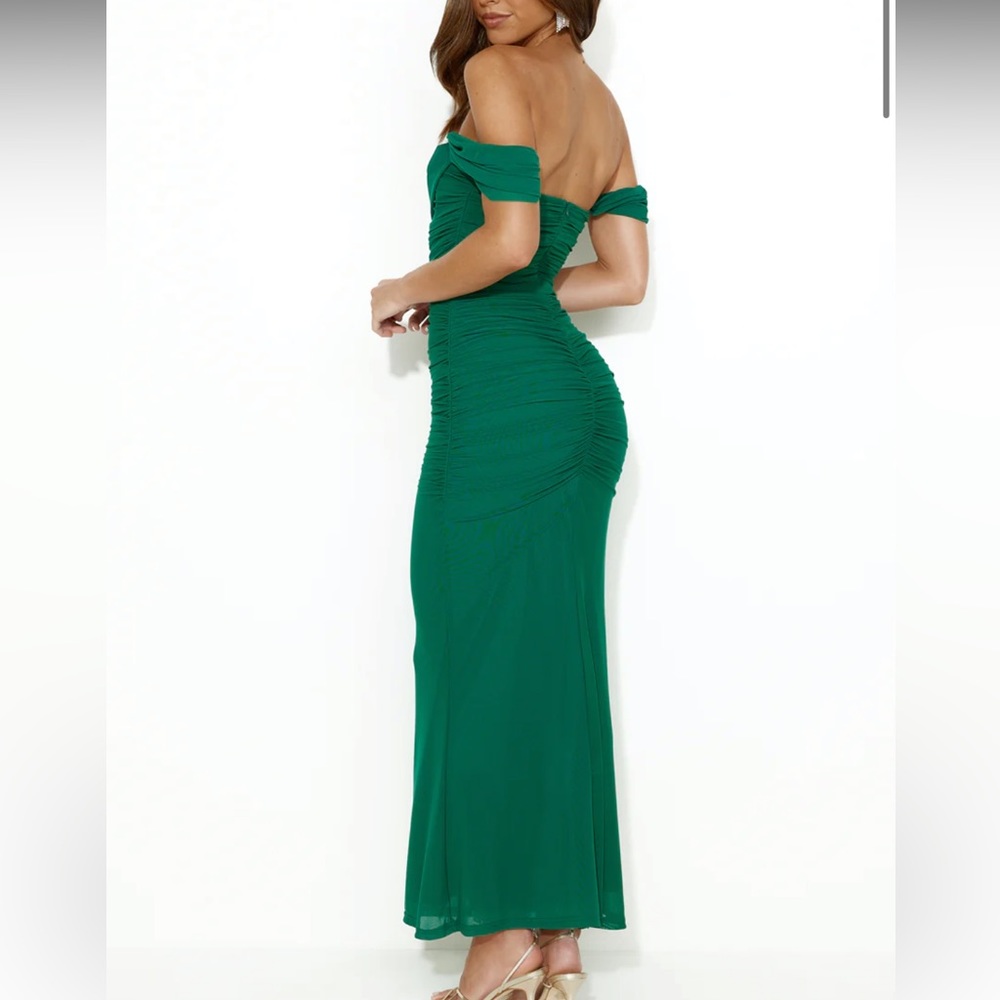 Hello Molly green off the shoulder dress
